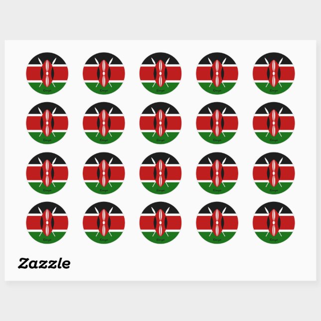 Kenya & Kenyan flag patriots, holiday /sports Classic Round Sticker (Sheet)