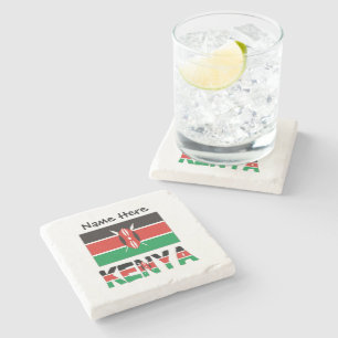 Kenya Kenyan Flag Personalised Name Stone Coaster