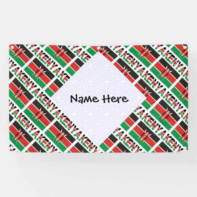 Kenya Kenyan Flag Tiled Personalised  Banner (Horizontal)