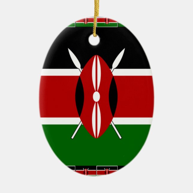 Kenya Kenyan Flags Ceramic Tree Decoration (Front)