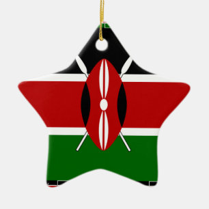 Kenya Kenyan Flags Ceramic Tree Decoration