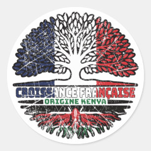 Kenya Kenyan French France Tree Roots Flag Classic Round Sticker
