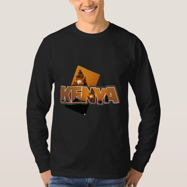 Kenya Landscape Long Sleeve T-shirt Black (Front)