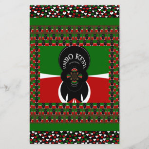 Kenya Lovely back red green ethnic hearts tribal Stationery