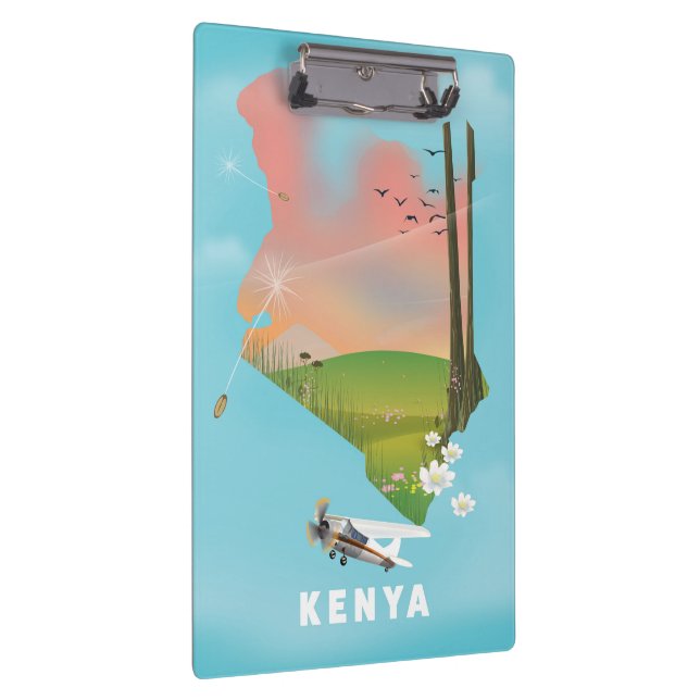 Kenya Map Illustration travel poster. Clipboard (Right)