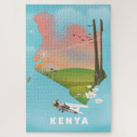 Kenya Map Illustration travel poster.