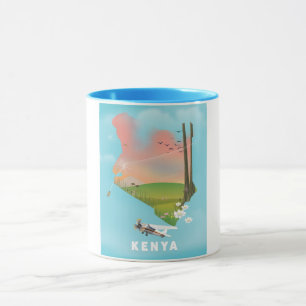 Kenya Map Illustration travel poster. Mug