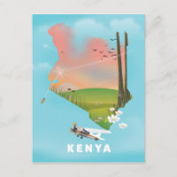 Kenya Map Illustration travel poster.