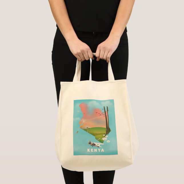 Kenya Map Illustration travel poster. Tote Bag (Front (Product))