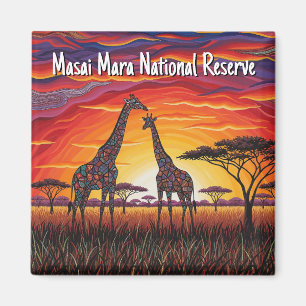 Kenya Masai Mara Giraffes African Art Magnet