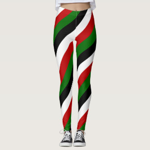 Kenya National Flag Colours Diagonal Striped Leggings