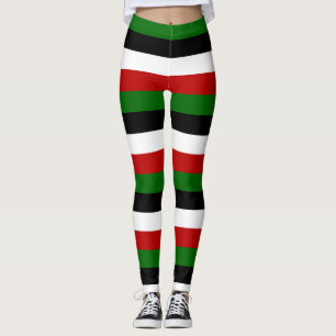 Kenya National Flag Colours Horizontal Striped Leggings