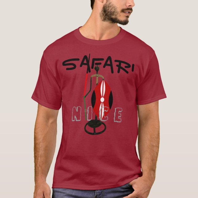 Kenya National Flag Colours Pattern Art Design T-Shirt (Front)