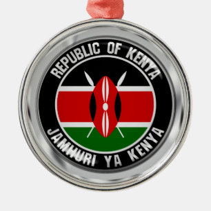 Kenya Round Emblem Metal Tree Decoration