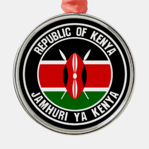 Kenya Round Emblem Metal Tree Decoration