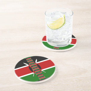 Kenya Seamless Flags Border Frames Art Print Coaster
