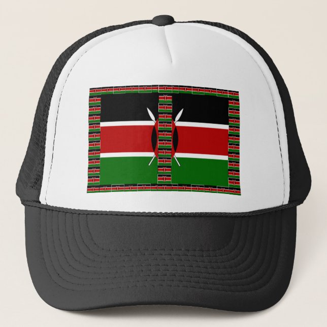Kenya Seamless Flags Border Frames Art Print Trucker Hat (Front)