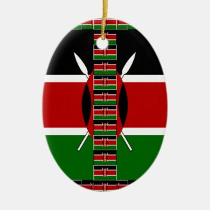 Kenya Seamless Miniature Flags Border Frames Art  Ceramic Tree Decoration