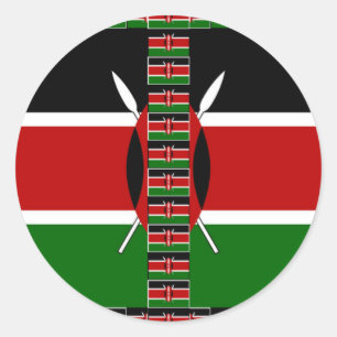 Kenya Seamless Miniature Flags Border Frames Art  Classic Round Sticker