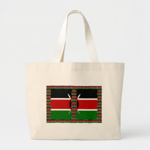 Kenya Seamless Miniature Flags Border Frames Art Large Tote Bag