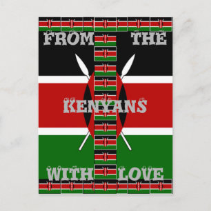 Kenya Seamless Miniature Flags Border Frames Art Postcard