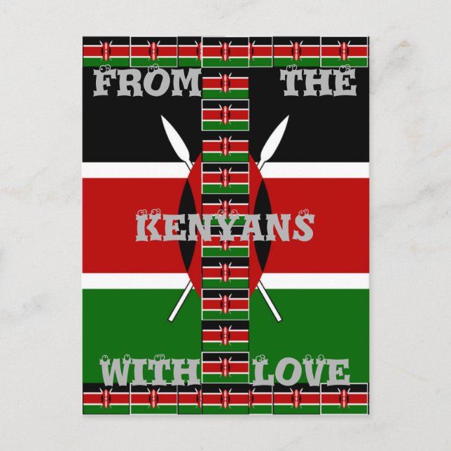 Kenya Seamless Miniature Flags Border Frames Art Postcard (Front)