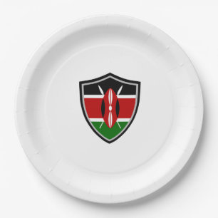 Kenya shield flag paper plate