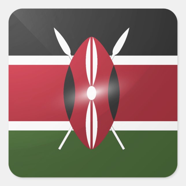 Kenya square glossy flag square sticker (Front)