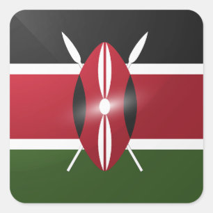 Kenya square glossy flag sticker