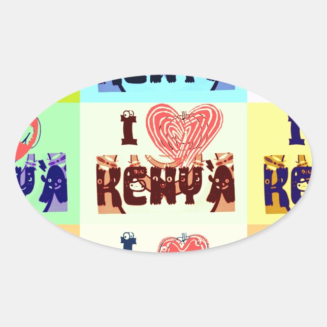 Kenya Travel Souvenir Pop Art Print Oval Sticker (Front)