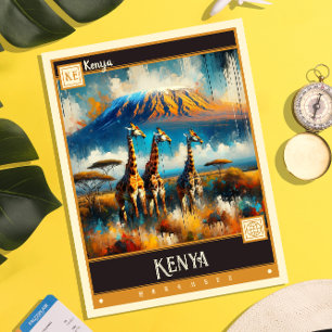 Kenya Vintage Painting Postcard