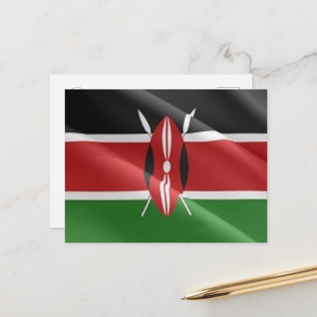 Kenya - Waving Flag - Postcard (Front/Back In Situ)
