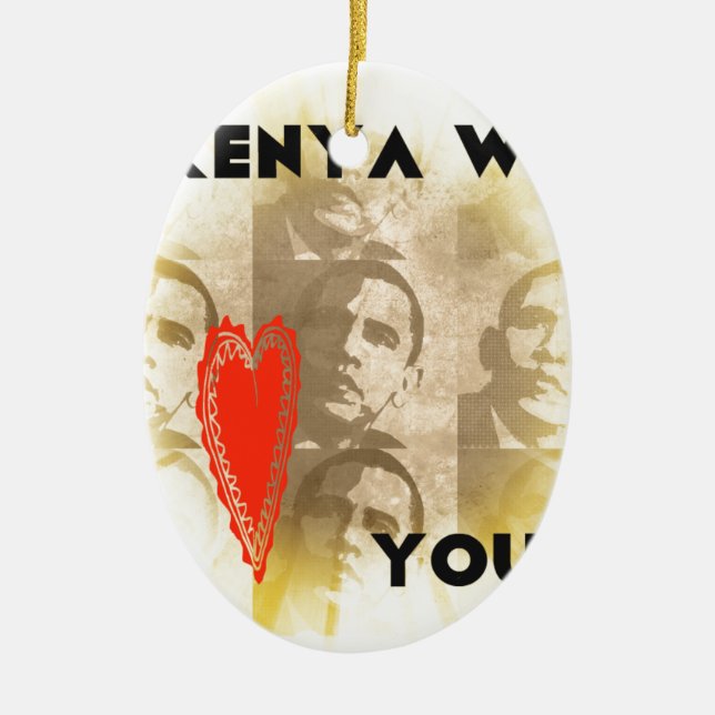 Kenya We Love You Lovely Perspective Art Design Ceramic Tree Decoration (Front)
