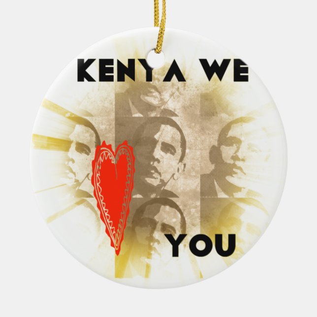 Kenya We Love You Lovely Perspective Art Design Ceramic Tree Decoration (Front)