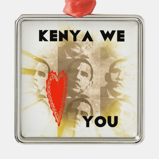 Kenya We Love You Lovely Perspective Art Design Metal Tree Decoration (Front)