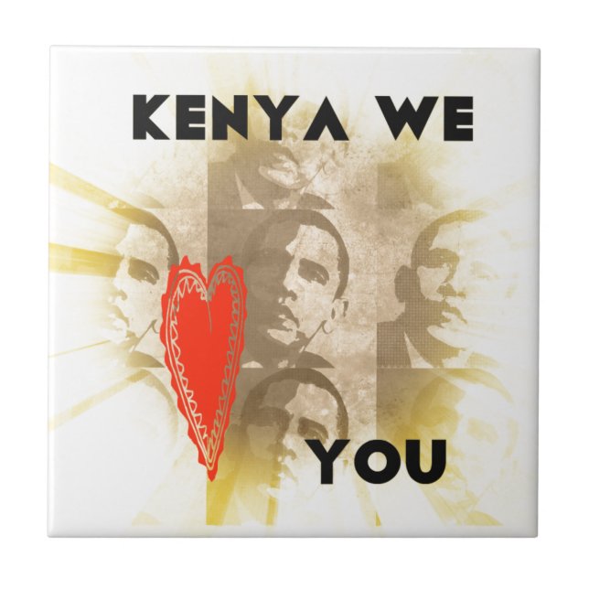 Kenya We Love You Lovely Perspective Art Design Tile (Front)