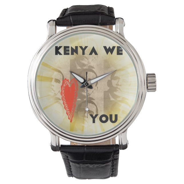 Kenya We Love You vintage leather watch (Front)