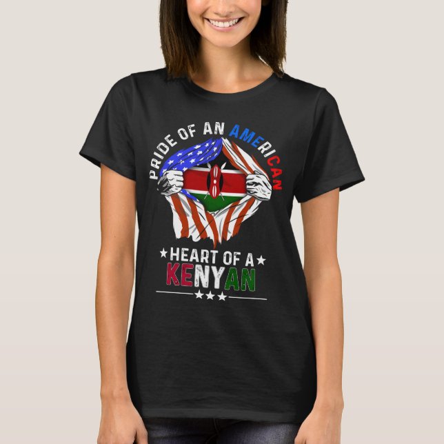 Kenyan American Foreign Country Kenya Flag T-Shirt (Front)