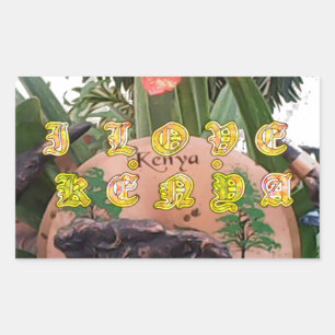 Kenyan Beauty: Flower, Aloe Vera, & Buffalo Design Rectangular Sticker