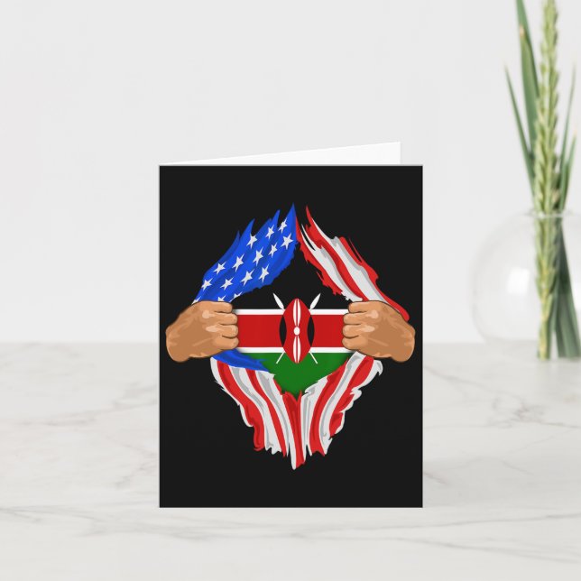 Kenyan Blood Inside Me Kenya Flag Gift  Card (Front)