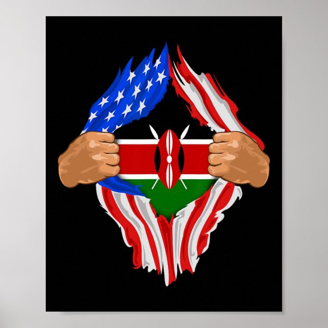 Kenyan Blood Inside Me Kenya Flag Gift  Poster (Front)