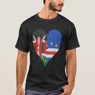 Kenyan Cape Verdean Flag Heart T-Shirt