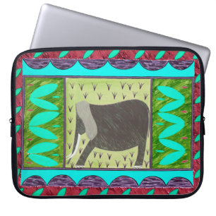 Kenyan Elephant Aqua Laptop Sleeve
