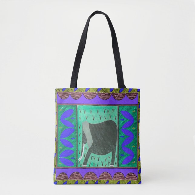 Kenyan Elephant Blue Tote bag (Front)