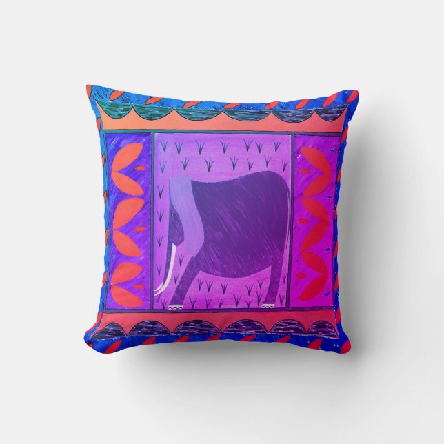 Kenyan Elephant Throw Pillow (Front)