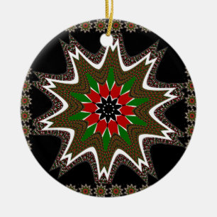 Kenyan Flag Colours Art Print/Graphic Ceramic Tree Decoration