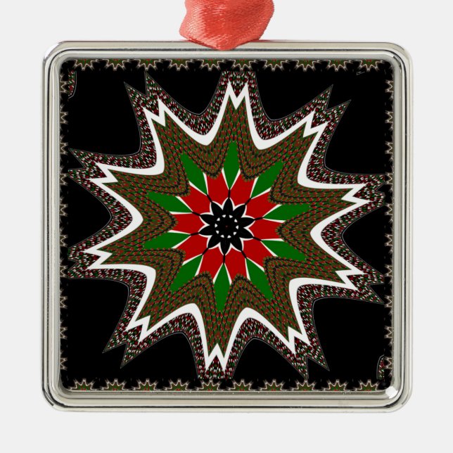 Kenyan Flag Colours Art Print/Graphic Metal Tree Decoration (Front)