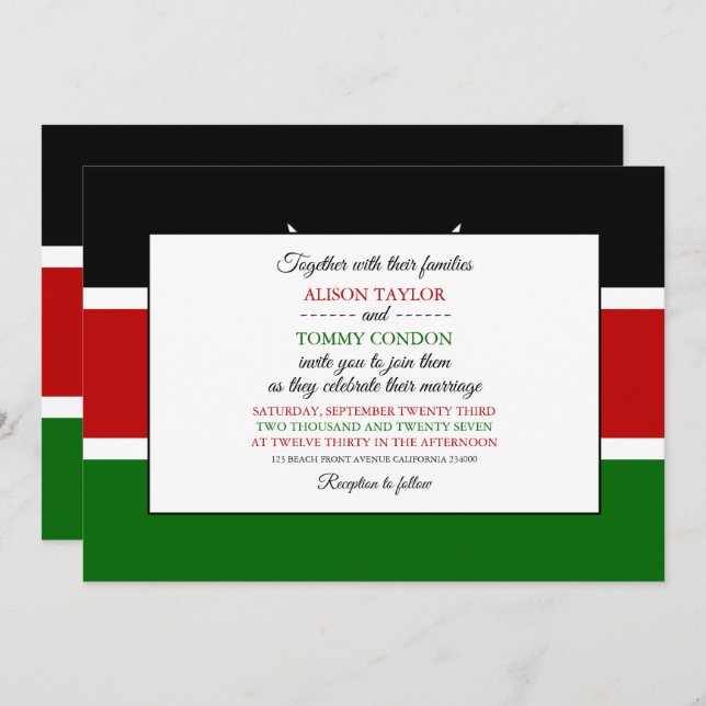 Kenyan Flag, Flag of Kenya Wedding Invitation (Front/Back)
