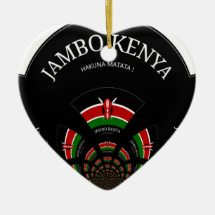 Kenyan Flag Inspired Jambo Welcome Design Art Ceramic Tree Decoration
