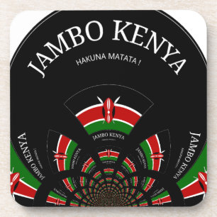 Kenyan Flag Inspired Jambo Welcome Design Art Coaster